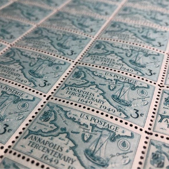 1949 Annapolis Postage Stamp Sheet, Unused vintage USA #984 - Picture 3 of 3